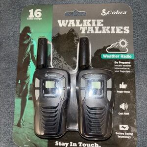 16 Mile Cobra Walkie Talkies/Weather Radios - Black Twin Pack